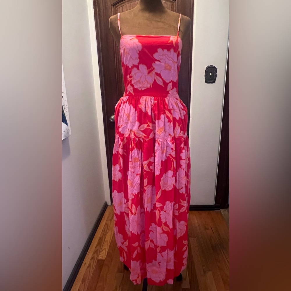 Olivaceous Red/Pink Strapless Sundress